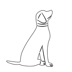 dog sitting, sketch, outline, on a white background vector