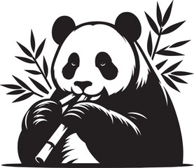 Panda Silhouette isolated on white background Minimalist panda flat vector shape icon © Md Hasan