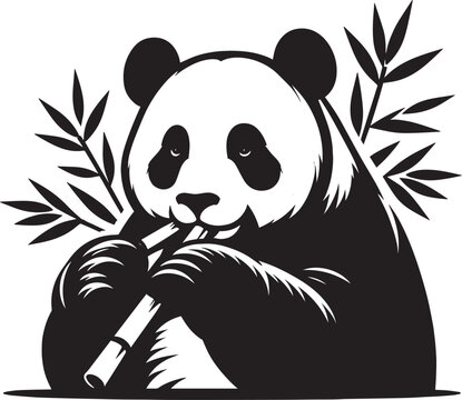 recommend clip art: Panda Silhouette isolated on white background Minimalist panda flat vector shape icon