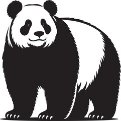 Panda Silhouette isolated on white background Minimalist panda flat vector shape icon