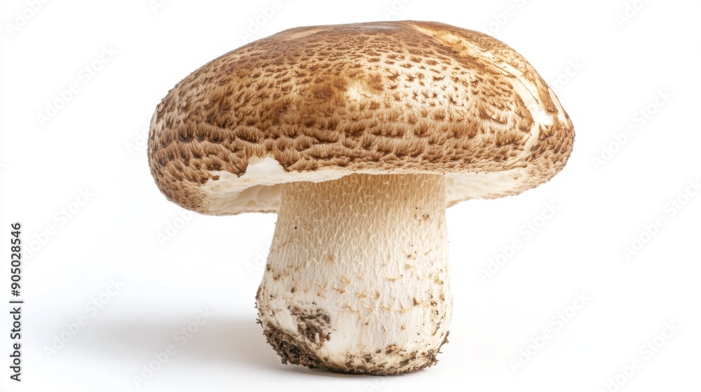Aufkleber a single matsutake mushroom with its distinct cap and stem, isolated on a white background.