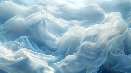 Obraz premium Flowing Layers of Soft Blue Fabric Draped Elegantly on a Serene Background