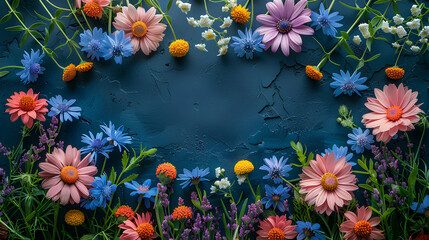 a collection of colorful flowers in a circle shape