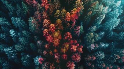 Fototapeta premium 67. Wilderness, movie style, complementary colors, geometric pattern, aerial view, ambient light, particles,