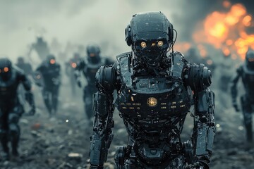 Fototapeta premium Future of Warfare: Robot Assault