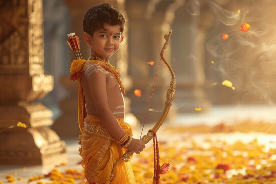 Indian little boy in lord rama costume