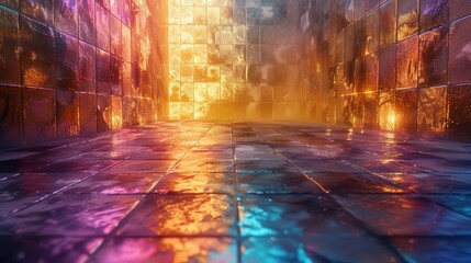 Fototapeta premium Holographic tiles with light shifting effects