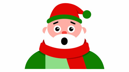 Vector Line Art of Surprised Santa Claus with Hat & Scarf