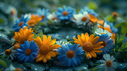 a collection of colorful flowers in a circle shape