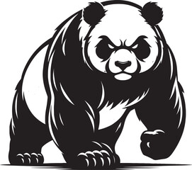 Angry Panda Silhouette isolated on white background Minimalist panda flat vector shape icon