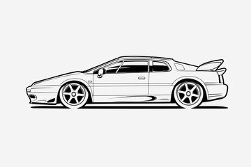 Hand-drawn vector image of a car. Perfect for illustration of articles on car topics, presentations, template design, interior decor, offices, salons, garages, rooms.