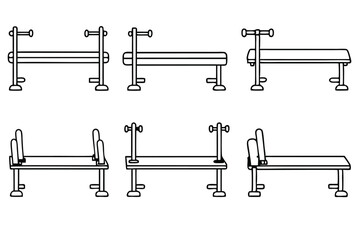 Weight Bench Line Art Classic Sketch for Home Gym Setup