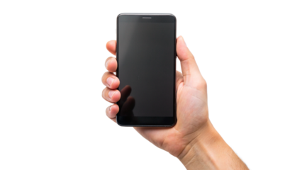 Hands Holding Black Mobile Phone – Perfect for Technology and Communication Themes