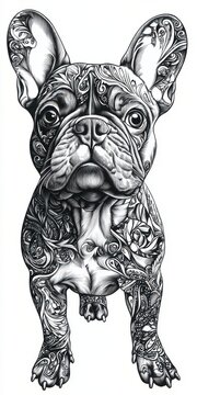 recommend clip art: French Bulldog Line Art