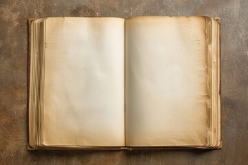 Naklejka premium Overhead view of an open old book with blank pages