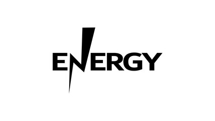 Energy lettering, black isolated silhouette