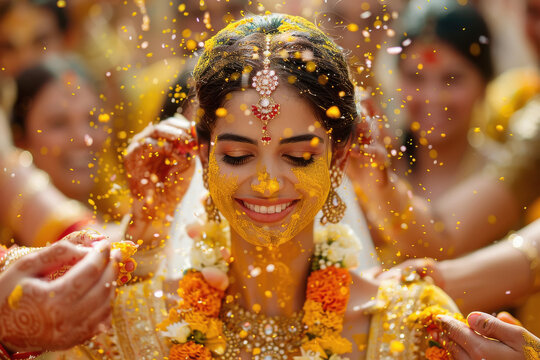 indian bridal in haldi ceremony