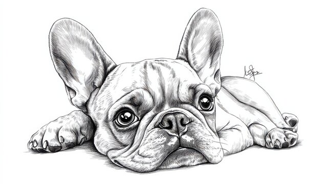 recommend clip art: French Bulldog Line Art