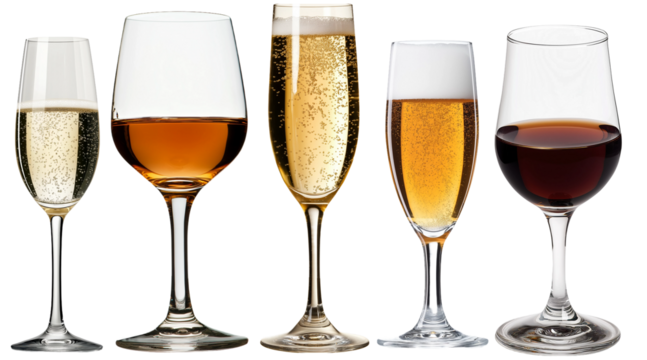 two glasses of wine and champagne