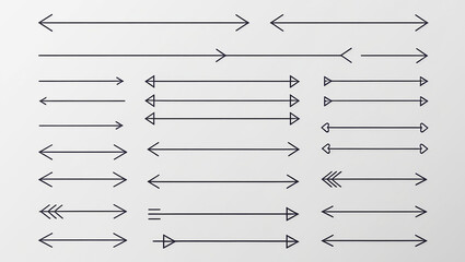 Collection of modern diverse arrow icons in minimalist black vector style,