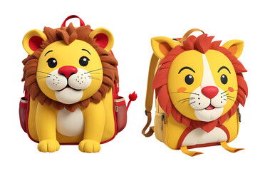 3d rendering yellow lion backpacks for school