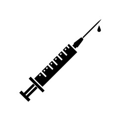 Silhouette of a Syringe with Liquid Drop