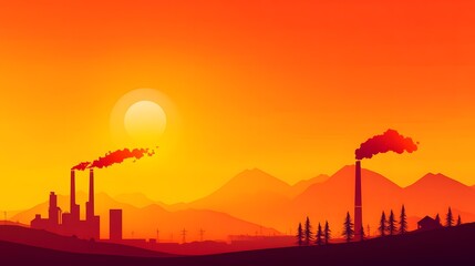 Environmental Awareness: Landfill Gas Emissions & Methane | Flat Design Illustration with Copy Space for Text