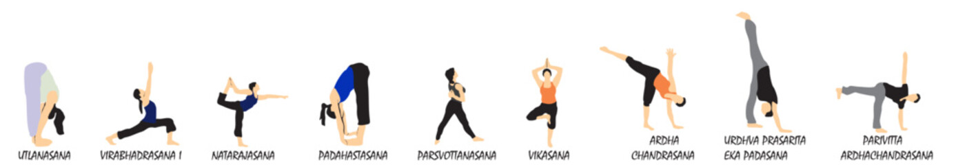 yoga set collection people asana