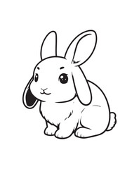Rabbit  in grass vector style, black and white color