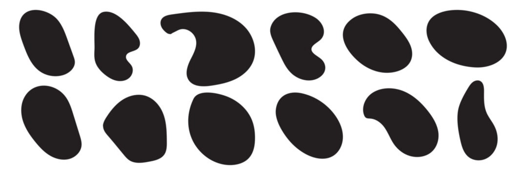 Amoeba, irregular blob shape vector illustration set.