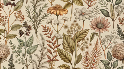 Vintage seamless floral pattern background design