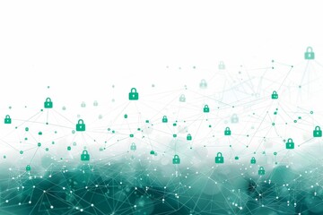 Turquoise digital padlocks on a tech background, illustrating advanced encryption in vibrant cybersecurity environments.