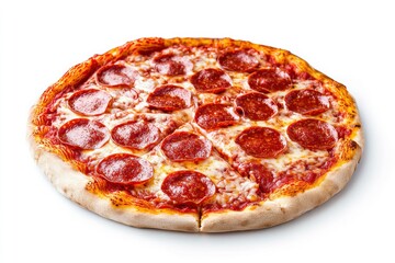 Pizza Pepperoni, isolated on white background, full depth of field , ai