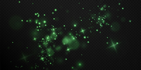 Christmas background. Powder PNG. Magic shining green dust. Fine, shiny dust green bokeh particles fall off slightly. Fantastic shimmer effect.   © Виктория Проскурина