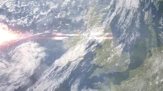 Zooming in on Navan, Ireland frome space - Perfect for Travel Intros and Backgrounds. Realistic 3D Animation.
