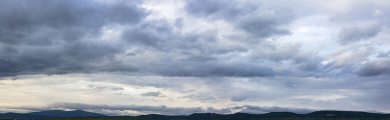 panorama of overcast sky with clouds. cloudy weather forecast