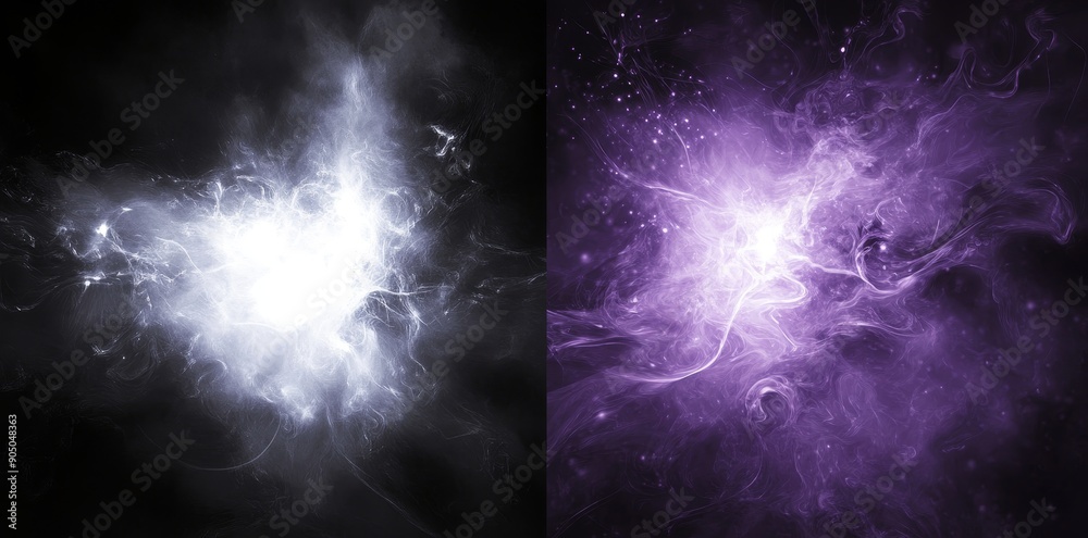 Leinwandbilder the graphic contains a purple swirling particle effect on a black, transparent background. the effec