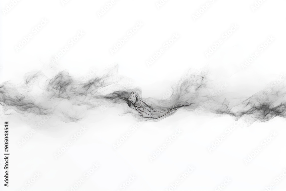 Poster Abstract misty smoke on white background with copy space. Smoke effect on transparent background. Abstract cloud on transparent background.