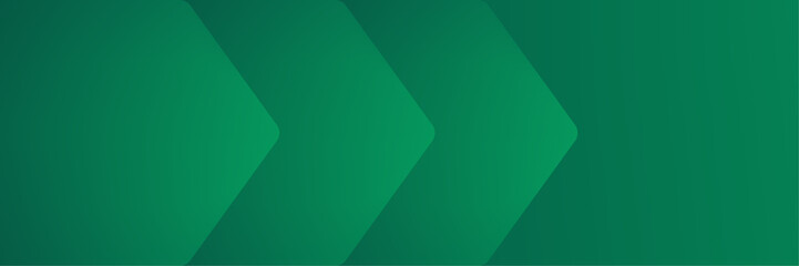 Green abstract vector long banner. Minimal background with arrows and copy space for text.