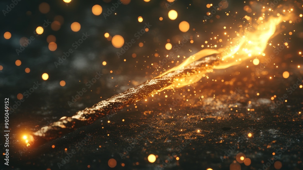 Aufkleber A series of orange light vortices isolated on transparent background. Illustration of sparkly glitter particles, magical energy twirls, and a wizard spell.