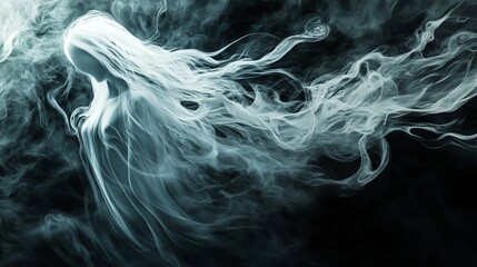 Obraz premium Smoke surrounds a ghostly figure with long hair