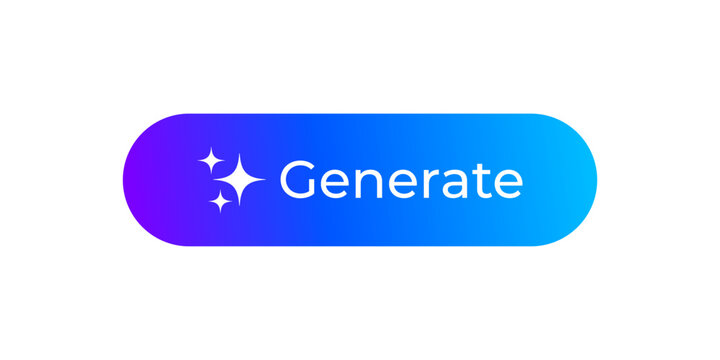 AI generated button for artificial intelligence generate app. Artificial intelligence generate button for web application or AI generation online tool UI