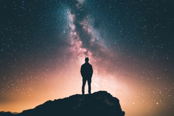 man standing on clif