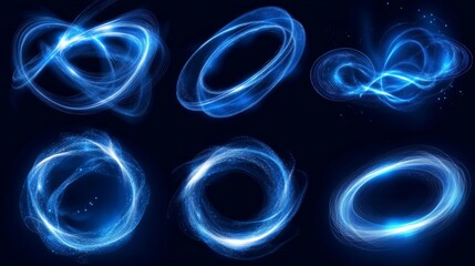 Winter breeze swirling and waves on a transparent background. A blue stream of fresh breeze flows.