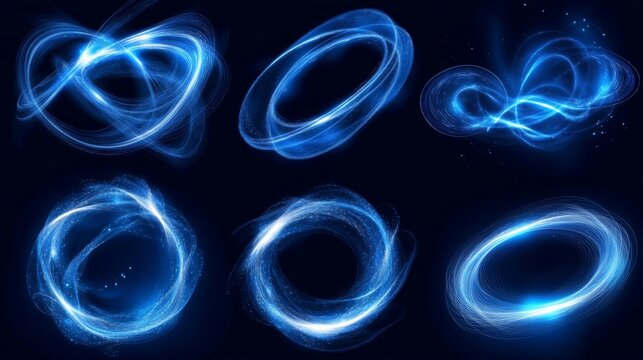 Winter breeze swirling and waves on a transparent background. A blue stream of fresh breeze flows.