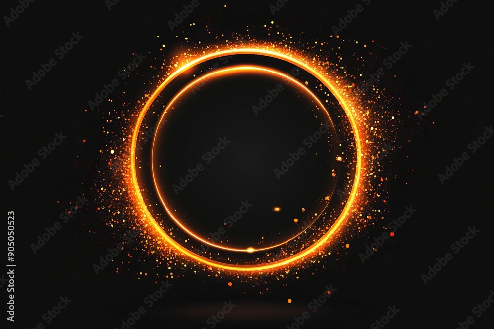 Aufkleber The image is an abstract 3d illustration neon background. It shows luminous swirling. It shows glowing spirals. It shows black elegance. It shows halo around. Sparks particles. Space tunnel. LED