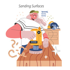 Woodworking DIY. Flat Vector Illustration