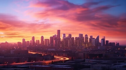 Fototapeta premium Cityscape at Sunset