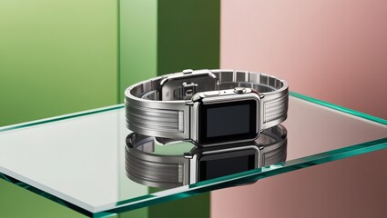 realistic watch placed on glass for stock photography ai gen