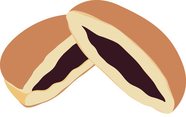 Dorayaki Japanese Snack or Red Beans Pancake Isolated on White Background